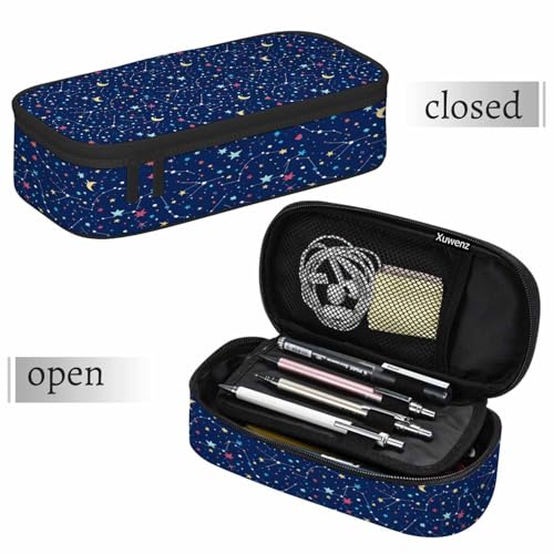 Image of Galaxy Pencil Case Organizer Constellation Space Bright Stars Purple Stationery Box Makeup Box School Supply for Boy Girl Men Women
