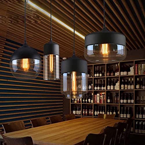 Lámpara colgante de vidrio ámbar E26 esférica moderna para comedor 6