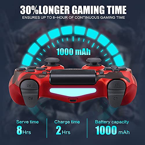 ADHJIE PS-4 Wireless Controller Dual Vibration Remote Gamepad Joystick with Charging Cable Compatible with Play-Station 4/Slim/Pro/PC Console(Red Camo) - Image 7