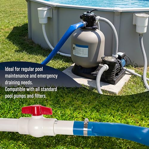 U.S. Pool Supply Pool Backwash Hose 1.5" x 50' - Heavy-Duty Pool Drain Hose, Filter Pump Water Drainage, Sump Pump Discharge, Inground Draining - Flexible Lay Flat, Clamp