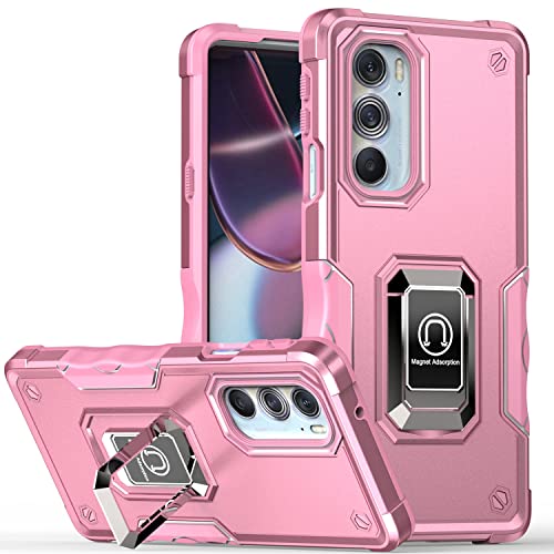 Image of Case for Motorola Moto Edge Plus 2022 Case Kickstand Holder Built-in Magnetic Car Mount Shockproof Camera Protective for Edge+ Plus 2022 /Edge X30 /Moto Edge 30 Pro Phone Case (Pink)