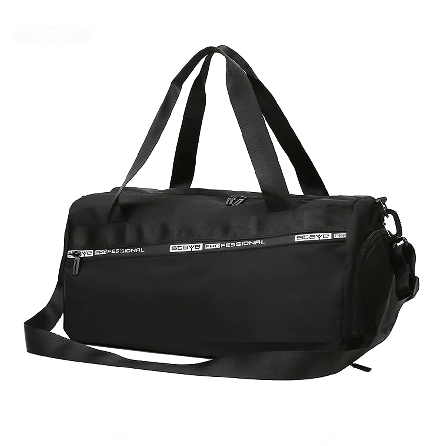 Waterproof Dufflebag with Shoe and Wet Clothes Compartments and Polyester Gym Bag Sport Swimming Overnight Weekender Bag Yoga BackpackCarry on Bag for Travel, Sports, Fitness & Workout (Black)-image-11