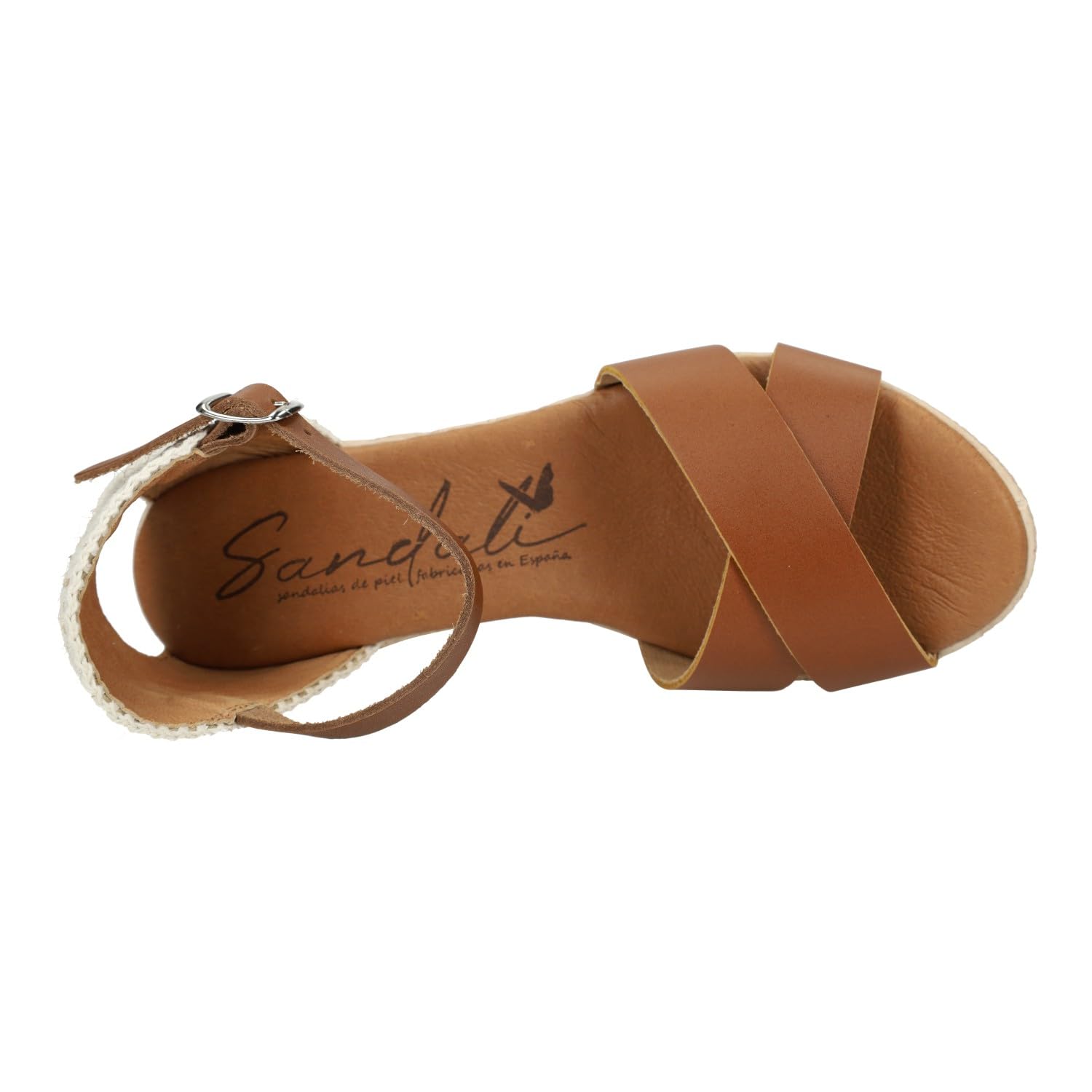 SANDALI M704 Marrones de Piel para Mujer con cuña de 6cm, Verano con cuña, Hechas en España Mujer