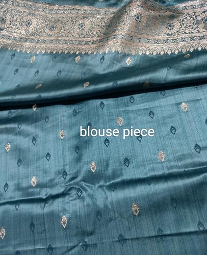 ASIAN CURVES sky blue banarasi silk saree in katan silk – image 4