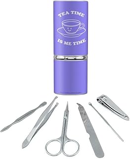 Tea Time is Me Time Funny Humor Stainless Steel Manicure Pedicure Grooming Beauty Care Travel Kit