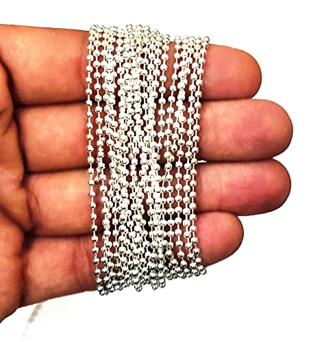 Image of GoSetGet! Gold+Silver+Copper (18 Mtrs) 1.5mm Metal Ball Chain for Jewelry Making, Crafts, Decorative, Long Lasting Shine (18 MtrGold+Copper+Silver)