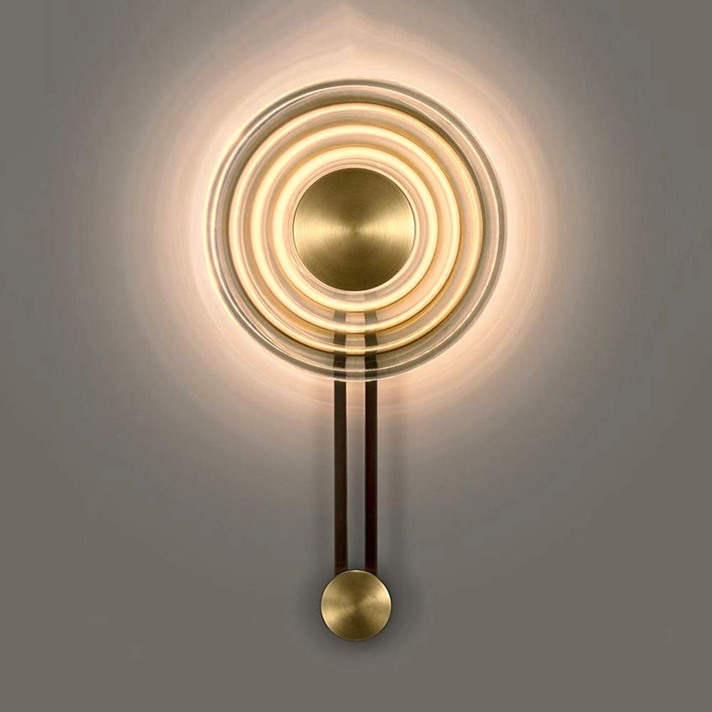 JYBNBBE Wall Sconces, 12W LED Wall Lamp Round Glass Lampshade Indoor Wall Lights, Bedroom Living Room Hallway Corridor Stairs Postmodern Wall Lighting Fixtures, Creative Iron Ar,Amber