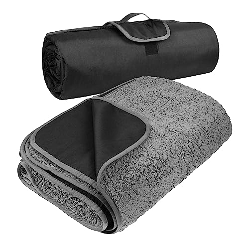 Image of Tirrinia Large Waterproof Outdoor Blanket, Soft Warm Windproof Stadium Blanket with Sherpa Fleece and Foldable for Outdoor Sport, Baseball, Football, Beach, Concerts, Car