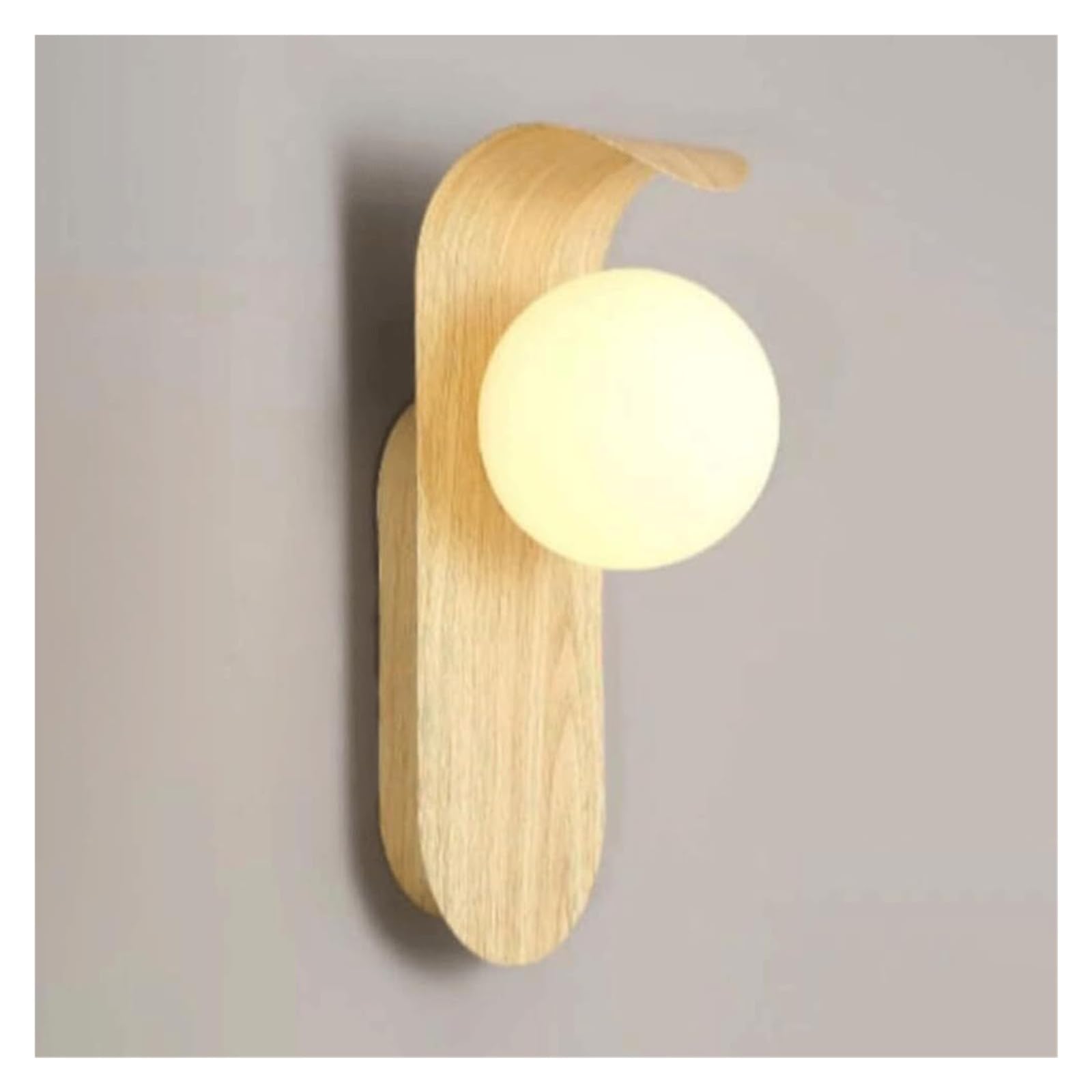 KHUKHU Mid Century Wall Sconce Walnut Texture Glass Globe Wall Light Wood Industrial Farmhouse Wall Light Bedside Indoor Retro Industrial Wall Mounted Lamp for Living Room Bedroom Bathroom(Wood)