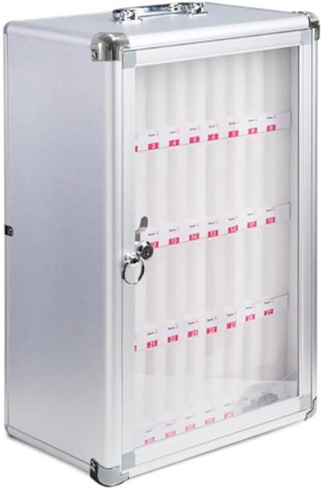 Portable Wall Mounted Mobile Phone Safe Deposit Box with Lock 24/36/48 Bit Student Examination Laboratory Mobile Phone Management Box Silver Color,Silver-36 Bits