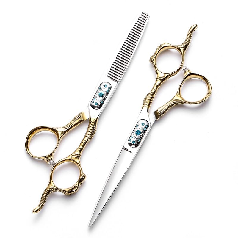 Tijeras para Cortar el Cabello, Tijeras de peluquería de 6 Pulgadas, Tijeras Planas de Acero Inoxidable, Tijeras de Dientes Finos, Juego de Tijeras Especiales para barbería