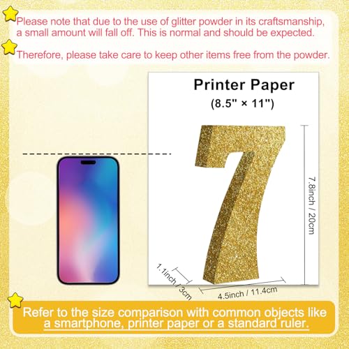 Image of TONIFUL 7.8 Inch Gold Glitter Number 7 Wooden Table Centerpieces Birthday Party Decorations,Shining Golden Digit 7 for Birthday Decorations,New Year,Graduation Decoration,Anniversary,Prop (1 Pack)