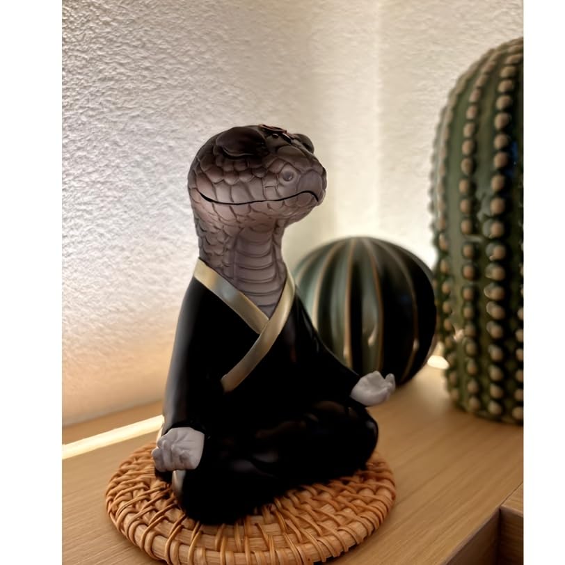 YHNNH Adornos de serpiente inspirados en Zen, adquisición de riqueza de escritorio, decoración de coche, regalo, mascota pitón, hogar tranquilo, arte de jardinería, escultura espacial de meditación, A