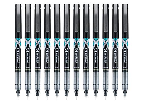 Pilot Precise V5 Deco Collection Stick Liquid Ink Rolling Ball Stick Pen, Extra Fine Point, 0.5mm, Black Ink, 12 Count