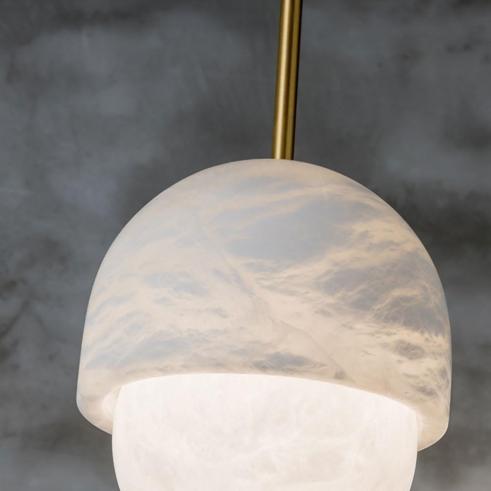 Nordycka lampa wisząca z kamieniem chmury okrągły żyrandol z brązową głowicą, regulowana lampa wisząca LED do wyspy kuchennej, jadalni, salonu, sypialni (biała)