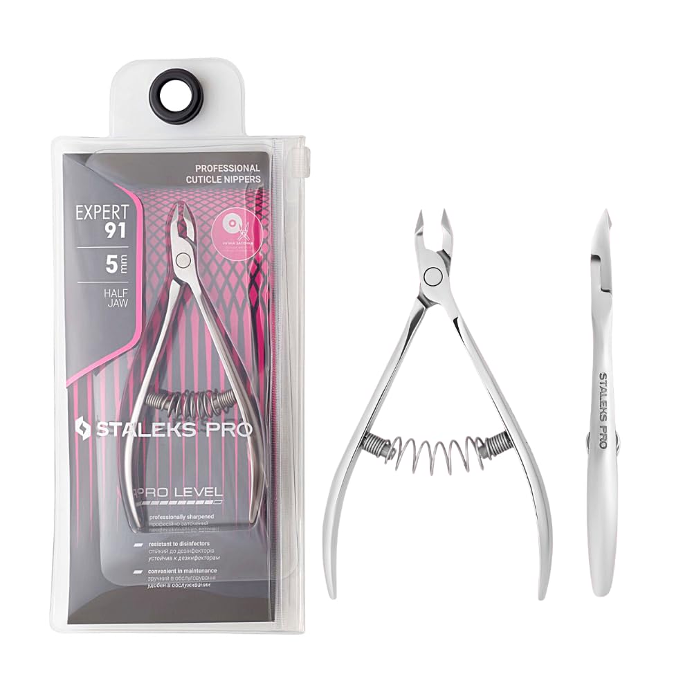 STALEKS PRO by Natury Nails Pince à cuticules professionnelle 5 mm Acier inoxydable Expert 91-5
