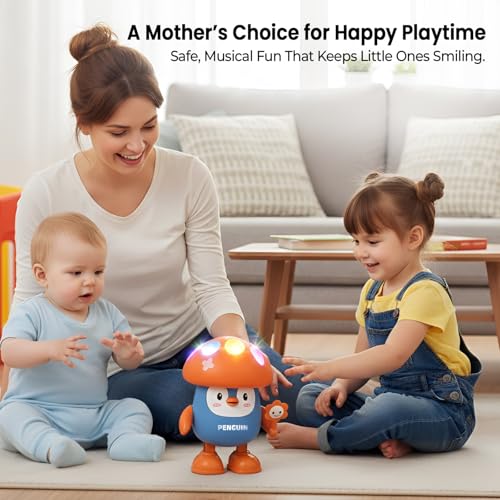 Image of WireScorts Penguin Musical Dancing Toy with Lights, Interactive Voice Recording Robot, Electric Swing and Dance, Mushroom Cap Design, Kids Sensory Toy, Toys for Babies Boys and Girls