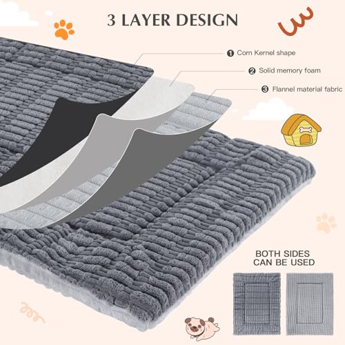 IEUUMLER Hundebett, Waschbare Hundematte, Memory Foam Hundekissen Flauschig und Warme Hundedecke für Unterwegs, Katzenkissen für Große und Kleine Hunde oder Katze FC020 (Grau, S-60x45cm)