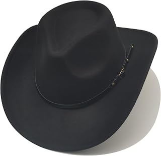 Sombrero de vaquero para mujer y hombre con cinta, disfraz de vaquera, sombrero occidental, sombreros de vaquero para mujer, color negro, Negro , Talla única