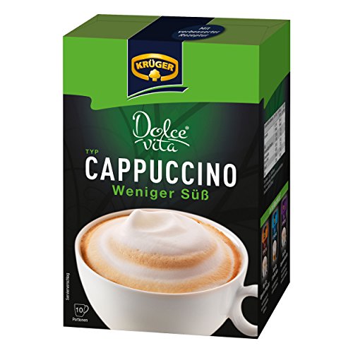 Krüger Dolce Vita Cappuccino, Bajo en Azúcar, Café con Leche, Café con Leche a Base de Café Soluble, 10 Bolsitas