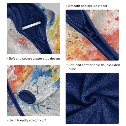 Colorful Watercolor Explosion Girls Fleece Jacket Girls Fall Jacket Girls Zip Up Hoodie Girls Sherpa Jacket 2-10T3