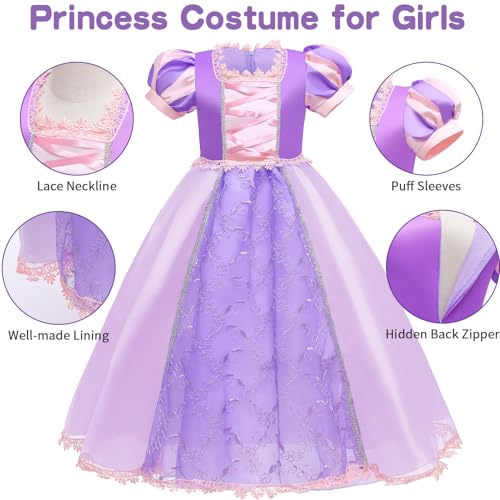 Disfraz completo de princesa para niñas con peluca y accesorios miniatura 3