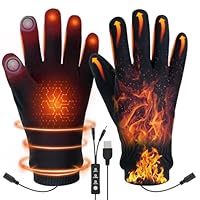 Aceshop USB Heated Gloves for Men Women, Electric Hand Warmers With 3 Adjustable Temperatures Touchscreen Hand Warmers Glove Washable Thermal Gloves Heated Back and 5 Fingers for Winter
