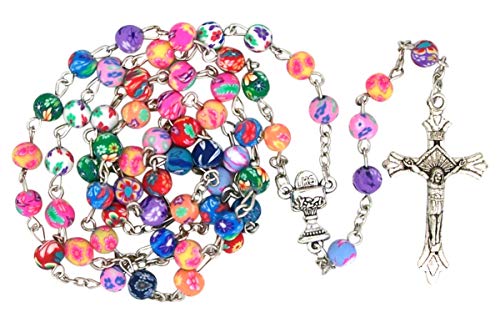 Needzo Colorful Flower Prayer Bead First Communion Rosary, 19 Inch2