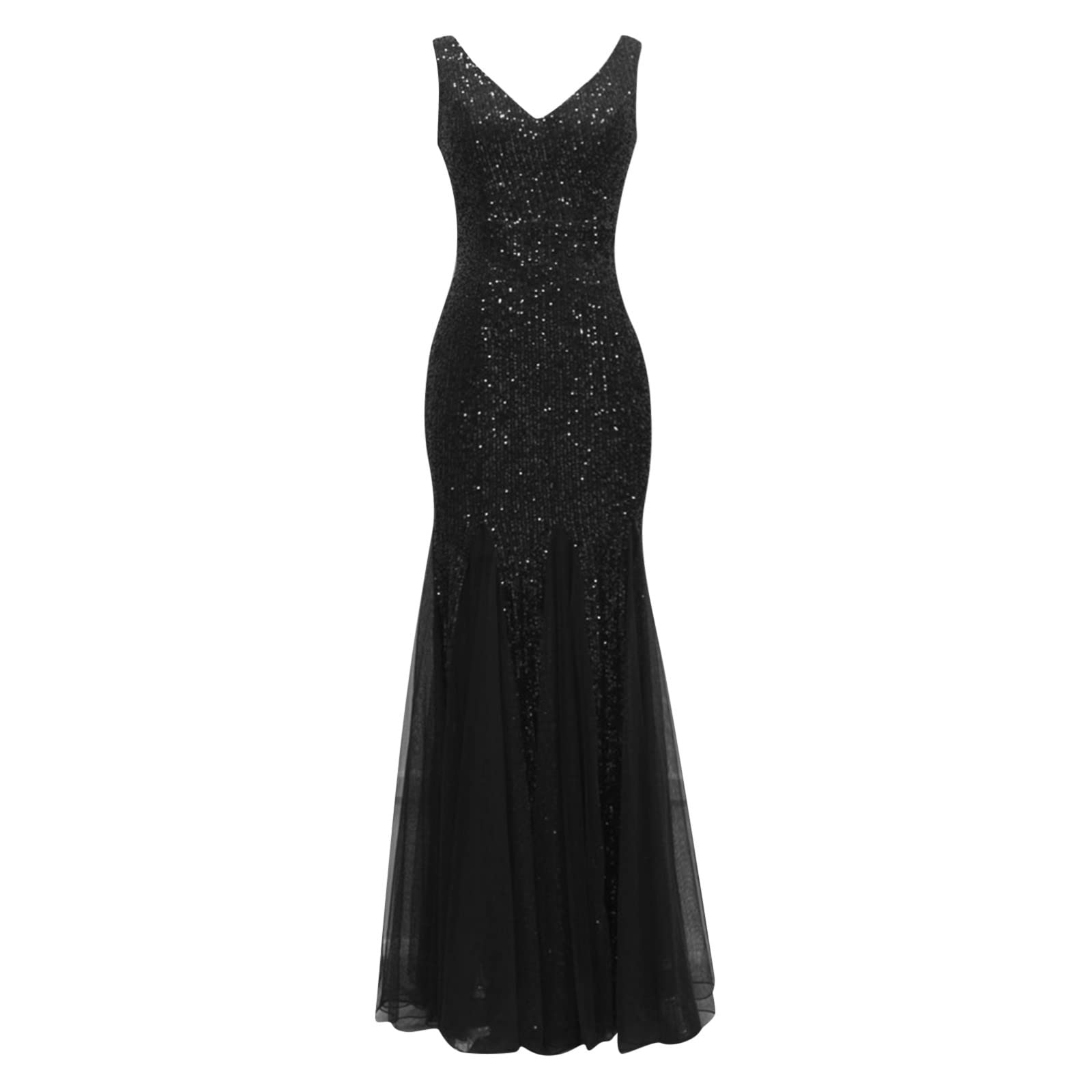 Cocila Abito Lungo Boho Floreale da Donna Abito da a Aderente Ricamato in Pizzo con Scollo a V e Paillettes da Donna Vestiti Smeraldo