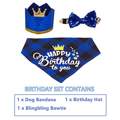 ADOGGYGO Dog Birthday Party Supplies, Dog Birthday Hat Bandana Scarf with Cute Dog Bow Tie for Small Medium Dogs Pets - Image 4