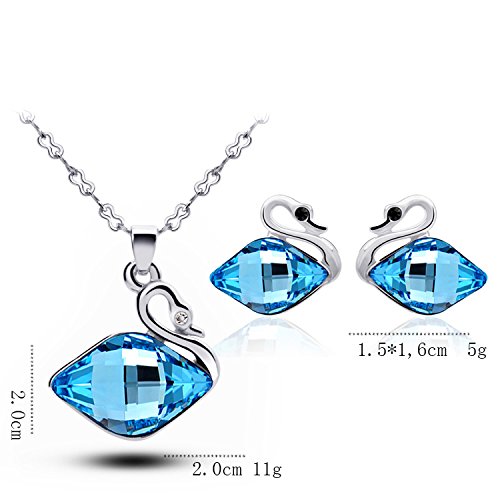 Swan Shaped Crystal Pendant Set with Earrings