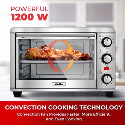 Mueller AeroHeat Convection Toaster Oven, 8 Slice, Broil, Toast, Bake