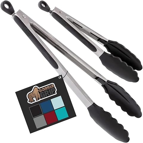 Gorilla Grip Stainless Steel Heat Resistant BBQ Kitchen Tongs Set of 2 Cover