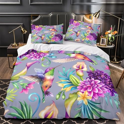 Housse de couette lit simple colibri floral pour créer un cocon douillet d'ado