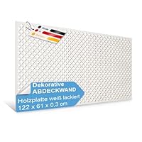Pegboard SEVILLA Lochwand 122 x 61 x 0,3 cm MDF Holzplatte weiß lackiert - Made in Germany - Heizkörperverkleidung, Türfüllung, Paravent oder Lüftungsgitter (Einzelpack (1x Lochwand)