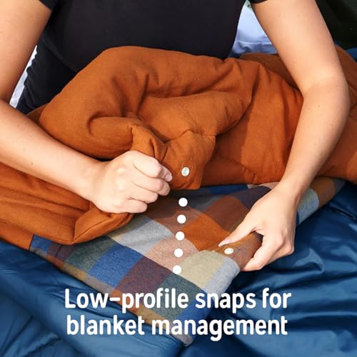 Image of Kelty Wayback Flannel Lined Sleeping Bag, Built in Blanket, Traditional Rectangle Shape, Organic Flannel Cotton Liner, Dual Locking Slide Zips