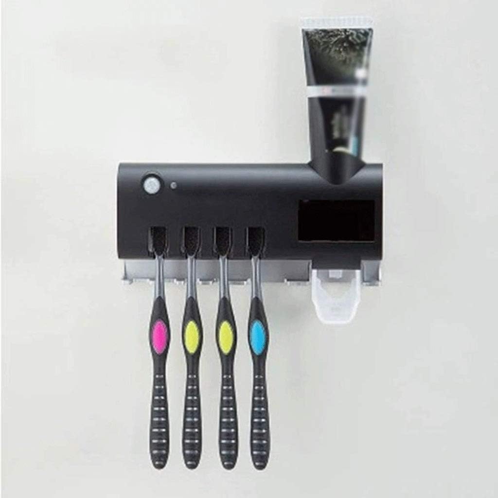 Toothbrush Cup Holder, Sanitizer Rechargeable Solar Power Disinfection Wall Mounted Automatic Toothpaste Dispenser