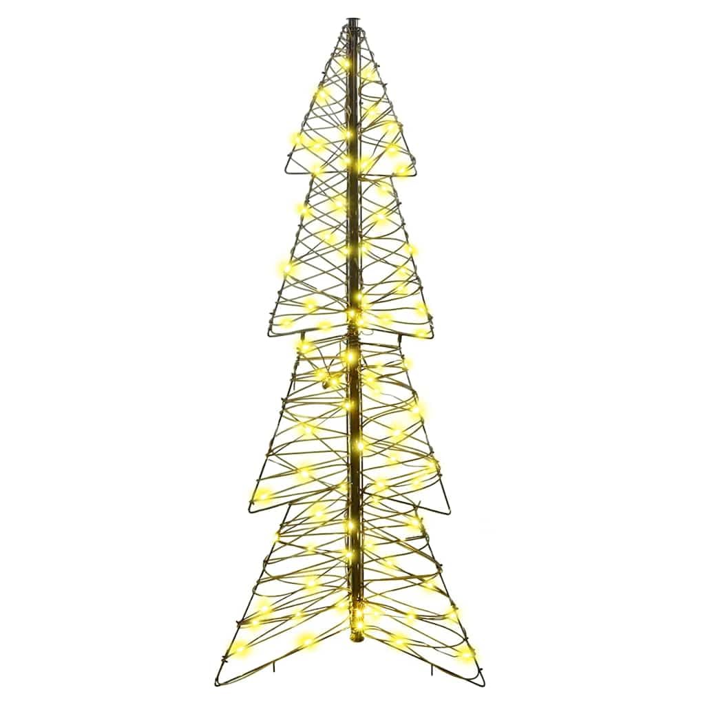 Choinka 120 cm z rattanu z 100 diodami LED, ciepła biel, zasilana przez USB, do użytku wewnątrz i na zewnątrz, świąteczna dekoracja z nowoczesną metalową ramą, trwała i stabilna, do salonu