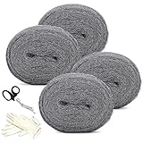 4 Stück Mäuse Stahlwolle mit Schere, 3m Wirksam Stahlwolle Gegen Mäuse, Löcher Wand Risse Nagerstop Mäuseabwehr Stahlwolle für Haus, Garage und Garten