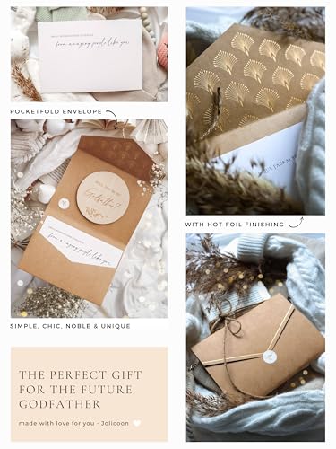 Image of Joli Coon Will you be my godfather wooden card with pocketfold envelope and seal sticker - Godfather proposal