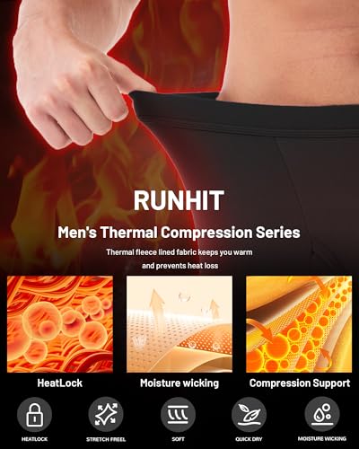 Runhit Long Johns for Men Thermal Pants with Fly Long Thermal Underwear Winter Cold Weather Fleece Thermal Bottoms4