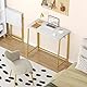 WOHOMO Kleiner Schreibtisch Klappbar 80 cm, Klappschreibtisch für Kleine Räume, Faltbarer Tisch Platzsparender Büro Computertisch, Weiß und Gold