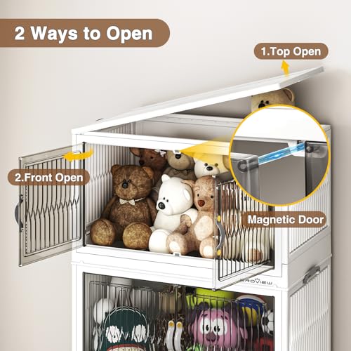 84 Qt Stackable Storage Bins with Lid, Closet Organizer and Storage Drawer, Collapsible Storage Box with Wheels, Plastic Clothes Storage Cabinet Containers for Home Organization, 3Pack White - Image 4