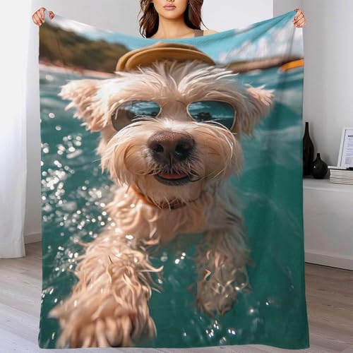 Plaid de plage aventurier motif chien jeté de canapé pour camping et voyage - 4