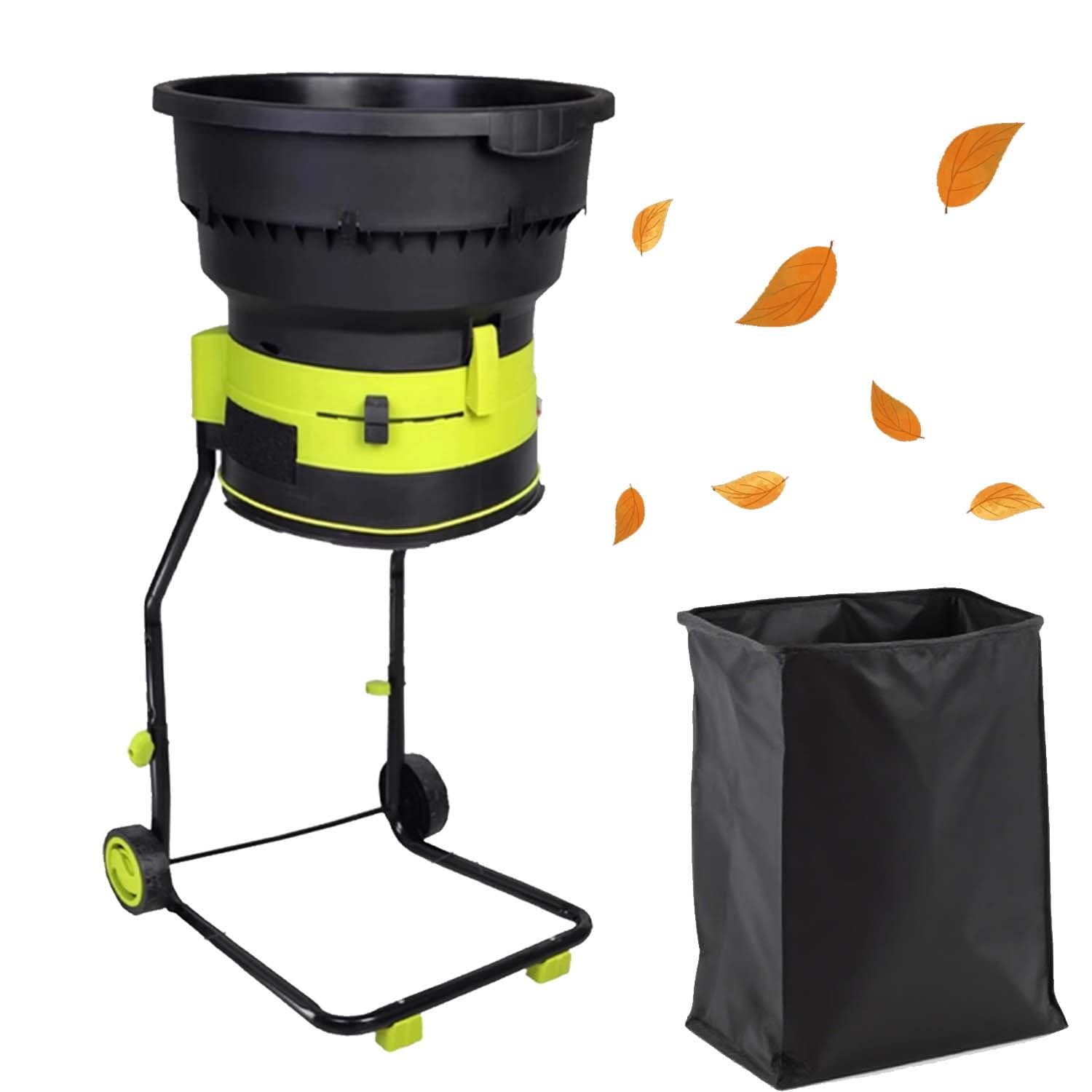 Broyeur De Jardin 2500W Avec Bac De Collecte, Déchiqueteuse De Feuilles Électrique 8000RPM Sans Lame, Composteur Sécurisé Pour Feuilles, Branches Et Déchets Verts(Powercordx50m)