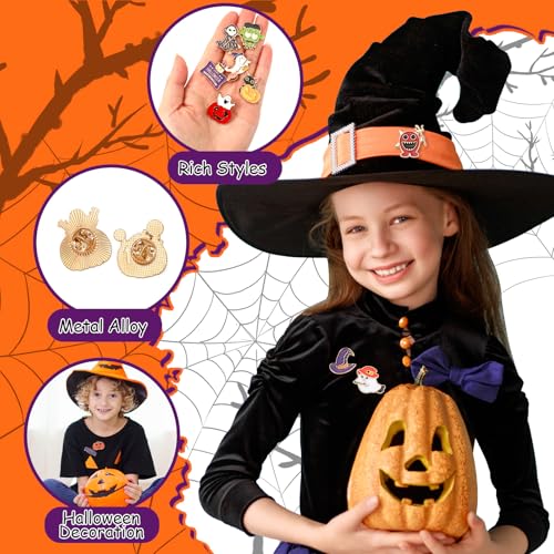 SANNIX 110Pcs Halloween Enamel Pins Set, Skull Pumpkin Ghost Spooky Brooches for Trick or Treat, Halloween Backpack Clothing Lapel Badges for Party Favors DIY Crafts, 55 Styles4