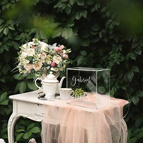Image of UNIQOOO Clear Acrylic Card Box w /Slot, Thick DIY Wedding Box Blank No Print, Large 10x10x5.5 in, for Reception Decoration Fundraiser Money Box Election Ballot Graduation Keepsake Party Favor