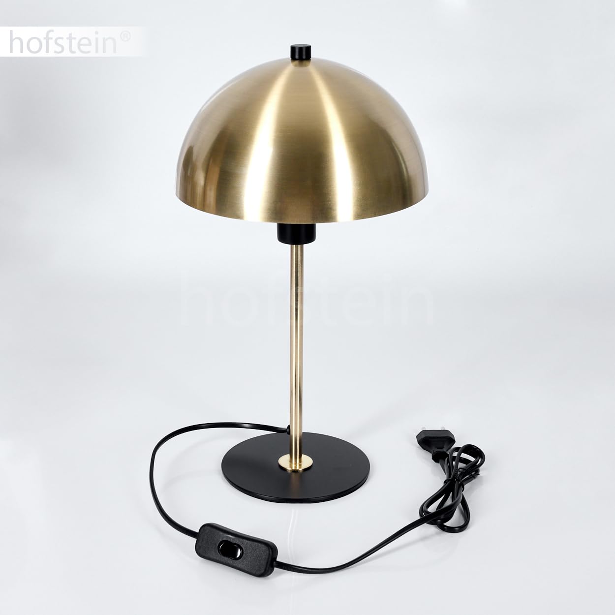 Lampe de table Sandvig, lampe de chevet moderne en métal laiton/noir, ronde au design rétro/vintage, Ø 20 cm, hauteur 36 cm, avec interrupteur marche/arrêt sur le câble, 1 x E14, sans ampoule