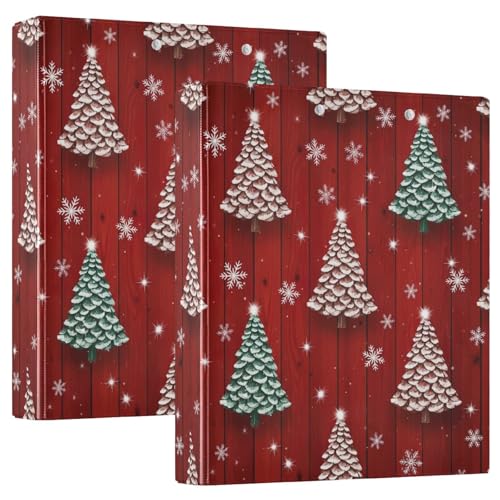 Carpeta impresa de 3 anillos de 1.5 pulgadas, carpeta de anillos en D con bolsillos, carpetas decorativas para escuela, universidad u oficina, árboles de Navidad estilizados (tamaño único 1)