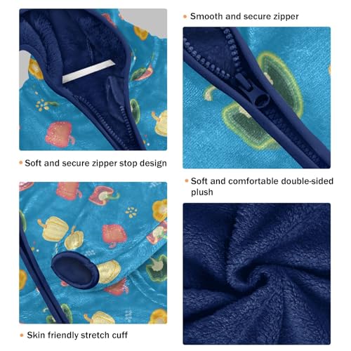 Colorful Pepper Girls Fleece Jacket Girls Fall Jacket Girls Zip Up Hoodie Girls Sherpa Jacket 2-10T3